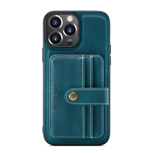 For iPhone 13 Pro JEEHOOD Anti-theft Brush Magnetic PU + TPU Protective Case with Card Slot (Blue) - iPhone 13 Pro Cases by JEEHOOD | Online Shopping UK | buy2fix