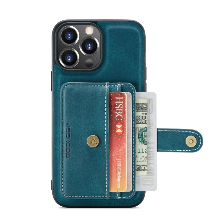 For iPhone 13 Pro JEEHOOD Anti-theft Brush Magnetic PU + TPU Protective Case with Card Slot (Blue) - iPhone 13 Pro Cases by JEEHOOD | Online Shopping UK | buy2fix