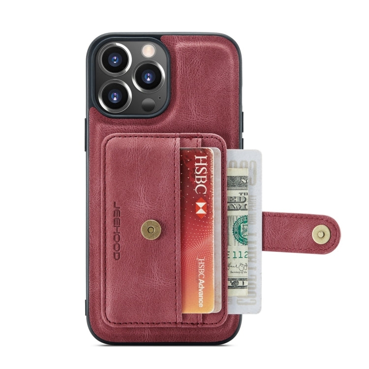 For iPhone 13 Pro Max JEEHOOD Anti-theft Brush Magnetic PU + TPU Protective Case with Card Slot (Red) - iPhone 13 Pro Max Cases by JEEHOOD | Online Shopping UK | buy2fix