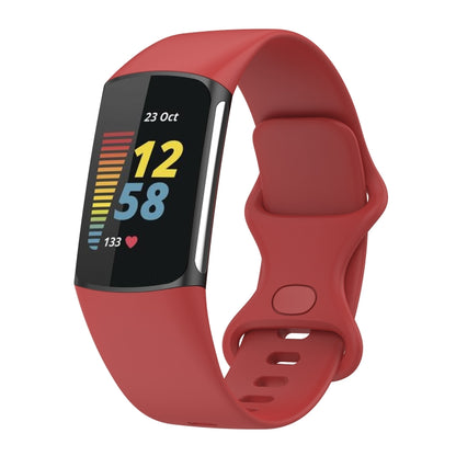 For Fitbit Charge 5 Silicone Watch Band, Size:L(Official Red) by buy2fix
