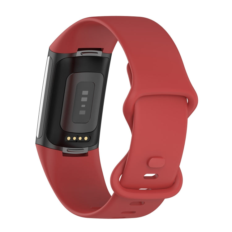 For Fitbit Charge 5 Silicone Watch Band, Size:L(Official Red) by buy2fix