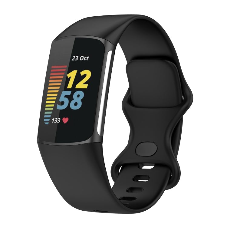 For Fitbit Charge 5 Silicone Watch Band, Size:L (Black) by buy2fix