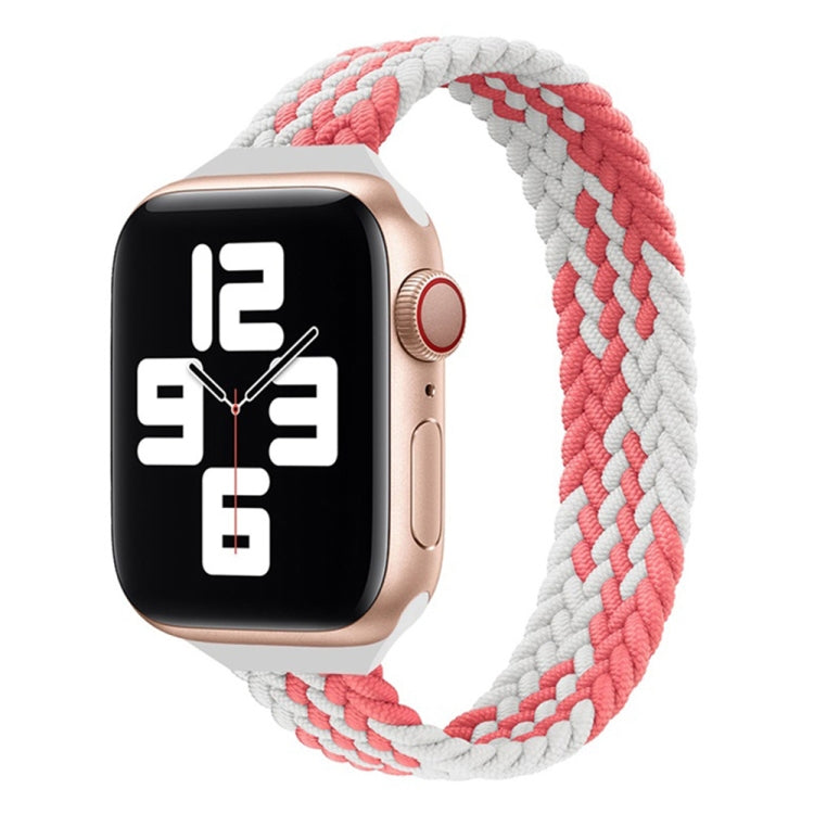 Small Waist Single Loop Nylon Braid Watch Band For Apple Watch Ultra 49mm&Watch Ultra 2 49mm / Series 9&8&7 45mm / SE 3&SE 2&6&SE&5&4 44mm / 3&2&1 42mm, Size:S 145mm(Z Pattern-Pink White) by buy2fix