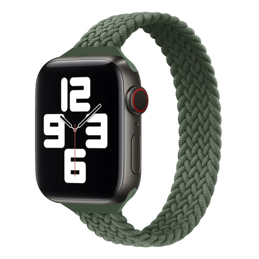 Small Waist Single Loop Nylon Braid Watch Band For Apple Watch Ultra 49mm&Watch Ultra 2 49mm / Series 9&8&7 45mm / SE 3&SE 2&6&SE&5&4 44mm / 3&2&1 42mm, Size:S 145mm(Dark Olive Green) by buy2fix