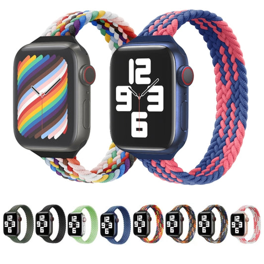 Small Waist Single Loop Nylon Braid Watch Band For Apple Watch Ultra 49mm&Watch Ultra 2 49mm / Series 9&8&7 45mm / SE 3&SE 2&6&SE&5&4 44mm / 3&2&1 42mm, Size:S 145mm(Colorful) by buy2fix