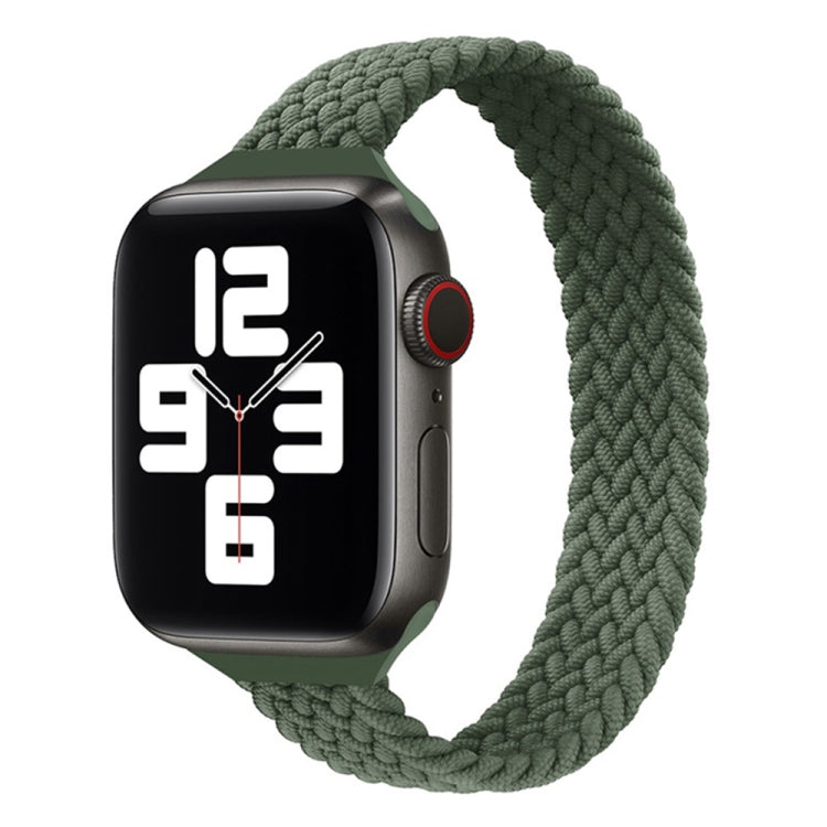 Small Waist Single Loop Nylon Braid Watch Band For Apple Watch Ultra 49mm&Watch Ultra 2 49mm / Series 9&8&7 45mm / SE 3&SE 2&6&SE&5&4 44mm / 3&2&1 42mm, Size:M 155mm(Dark Olive Green) by buy2fix