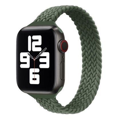 Small Waist Single Loop Nylon Braid Watch Band For Apple Watch Ultra 49mm&Watch Ultra 2 49mm / Series 9&8&7 45mm / SE 3&SE 2&6&SE&5&4 44mm / 3&2&1 42mm, Size:M 155mm(Dark Olive Green) by buy2fix