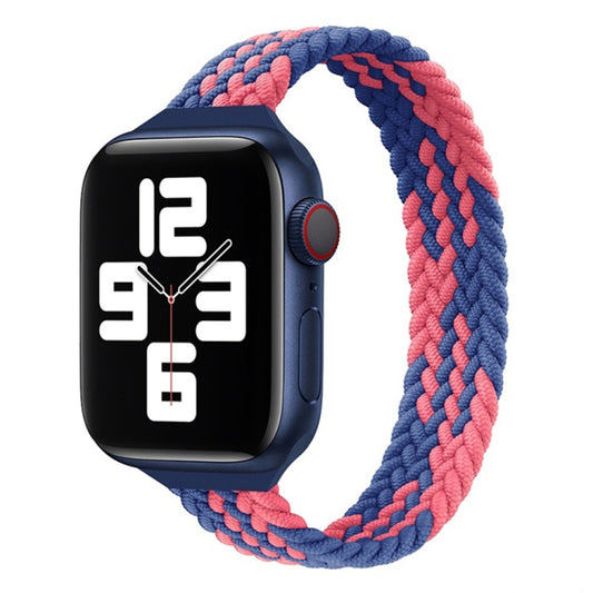 Small Waist Single Loop Nylon Braid Watch Band For Apple Watch Ultra 49mm&Watch Ultra 2 49mm / Series 9&8&7 45mm / SE 3&SE 2&6&SE&5&4 44mm / 3&2&1 42mm, Size:L 165mm(Z Pattern-Blue Pink) by buy2fix