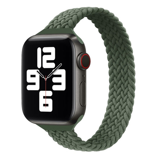Small Waist Single Loop Nylon Braid Watch Band For Apple Watch Ultra 49mm&Watch Ultra 2 49mm / Series 9&8&7 45mm / SE 3&SE 2&6&SE&5&4 44mm / 3&2&1 42mm, Size:L 165mm(Dark Olive Green) by buy2fix