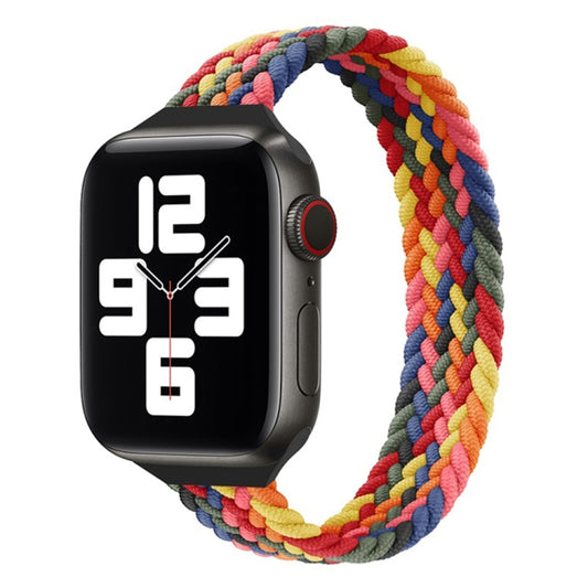 Small Waist Single Loop Nylon Braid Watch Band For Apple Watch Ultra 49mm&Watch Ultra 2 49mm / Series 9&8&7 45mm / SE 3&SE 2&6&SE&5&4 44mm / 3&2&1 42mm, Size:L 165mm(Colorful) by buy2fix