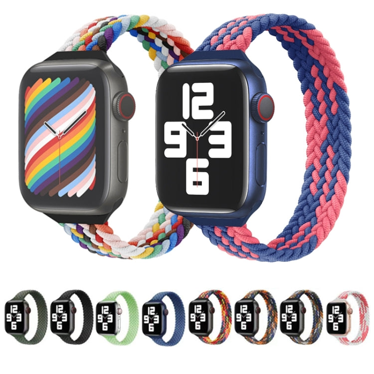 Small Waist Single Loop Nylon Braid Watch Band For Apple Watch Ultra 49mm&Watch Ultra 2 49mm / Series 9&8&7 45mm / SE 3&SE 2&6&SE&5&4 44mm / 3&2&1 42mm, Size:L 165mm(Colorful) by buy2fix