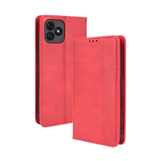 For Blackview Oscal C20 Magnetic Buckle Retro Crazy Horse Texture Horizontal Flip Leather Case with Holder & Card Slots & Photo Frame(Red)