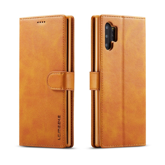 For Galaxy Note 10 Plus LC.IMEEKE Calf Texture Horizontal Flip Leather Case, with Holder & Card Slots & Wallet(Yellow)