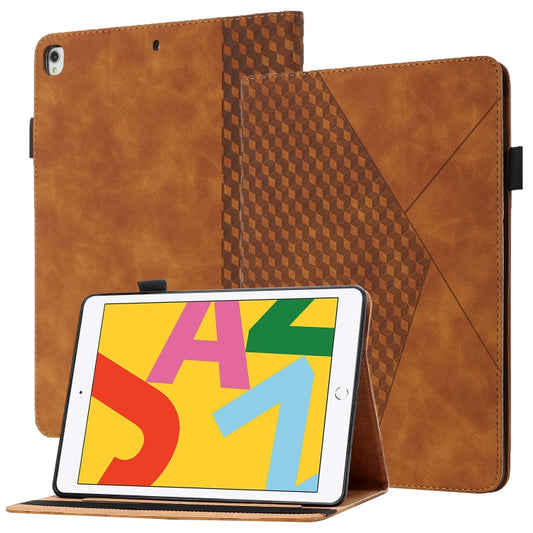 Rhombus Skin Feel Horizontal Flip Tablet Leather Case with Card Slots & Holder & Sleep / Wake-up Function For iPad 10.2 2021 / 2020 / 2019 / Pro 10.5 2019 / 2017(Brown) - iPad 10.2 Cases by buy2fix | Online Shopping UK | buy2fix