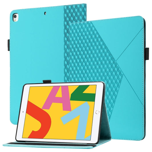 Rhombus Skin Feel Horizontal Flip Tablet Leather Case with Card Slots & Holder & Sleep / Wake-up Function For iPad 10.2 2021 / 2020 / 2019 / Pro 10.5 2019 / 2017(Lake Blue) - iPad 10.2 Cases by buy2fix | Online Shopping UK | buy2fix