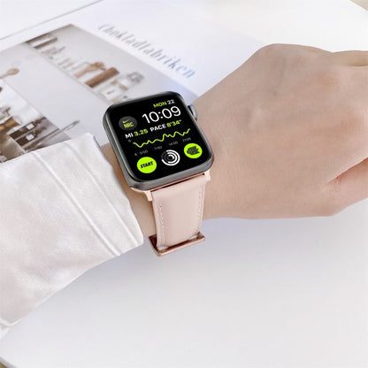 Sewing Leather Watch Band For Apple Watch Ultra 49mm&Watch Ultra 2 49mm / Series 9&8&7 45mm / SE 3&SE 2&6&SE&5&4 44mm / 3&2&1 42mm(Pink) by buy2fix