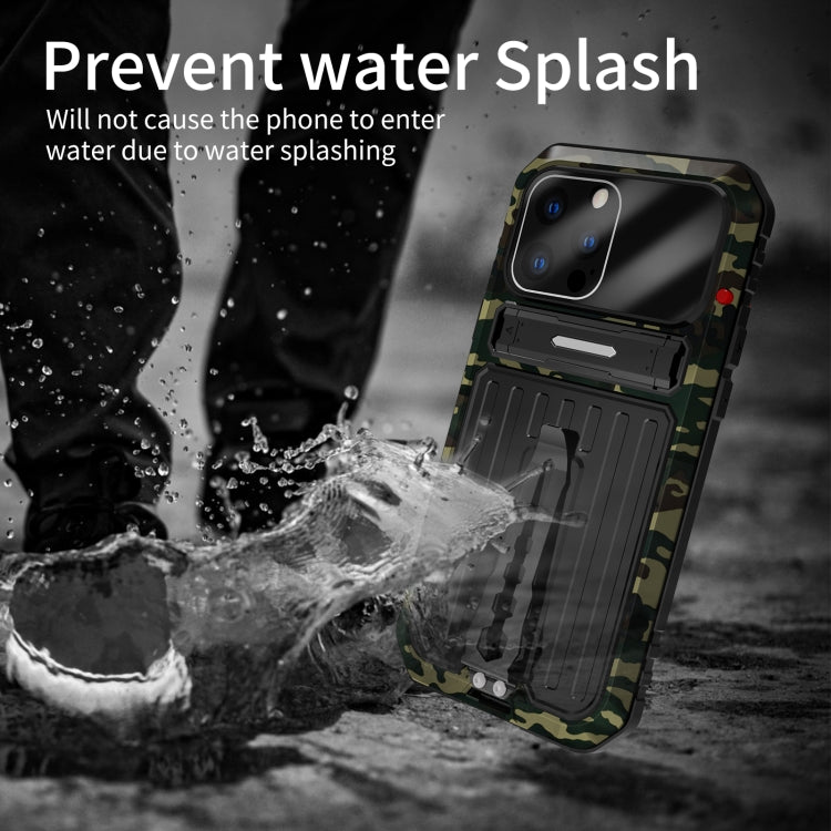 For iPhone 13 Pro Armor Shockproof Splash-proof Dust-proof Phone Case with Holder (Camouflage) - iPhone 13 Pro Cases by buy2fix | Online Shopping UK | buy2fix