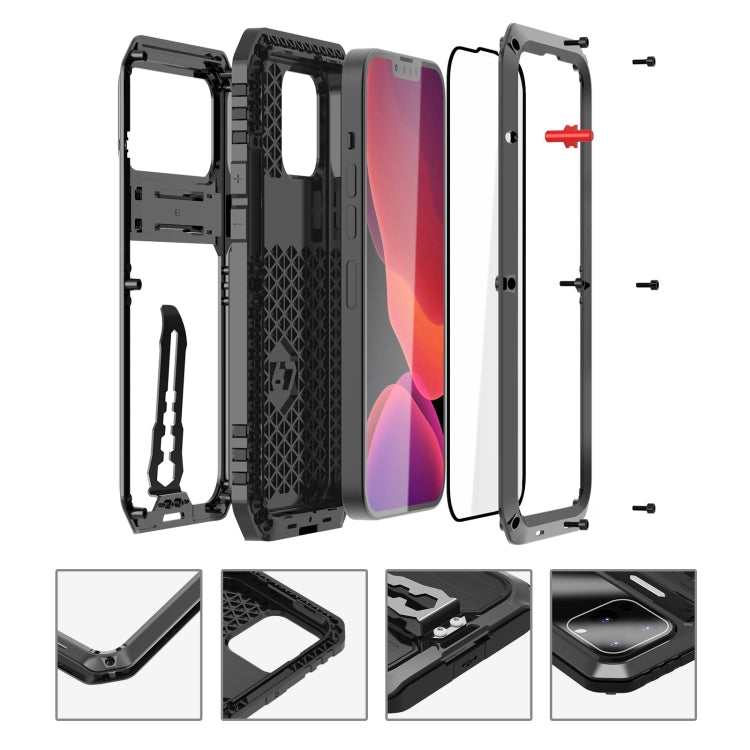 For iPhone 13 Pro Armor Shockproof Splash-proof Dust-proof Phone Case with Holder (Black) - iPhone 13 Pro Cases by buy2fix | Online Shopping UK | buy2fix