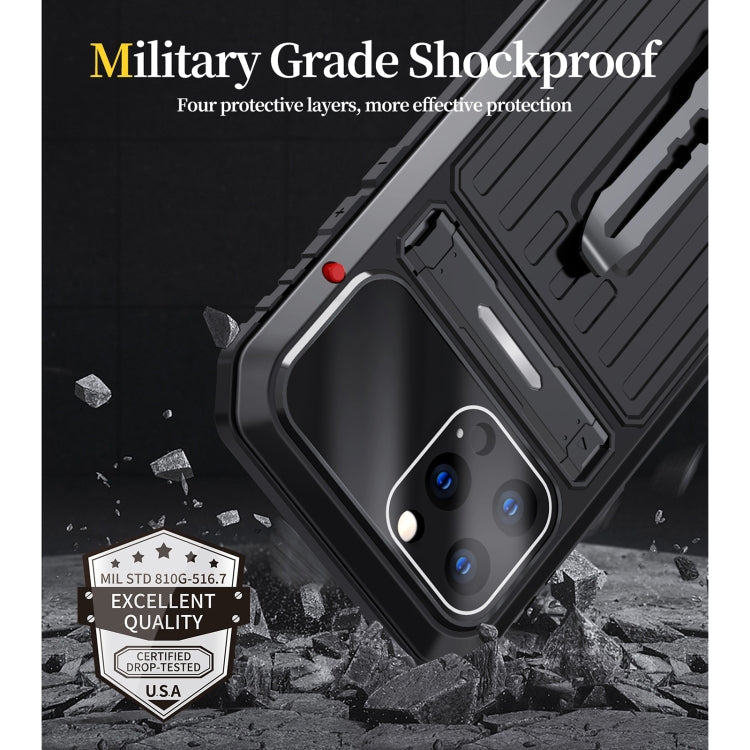 For iPhone 13 Pro Armor Shockproof Splash-proof Dust-proof Phone Case with Holder (Black) - iPhone 13 Pro Cases by buy2fix | Online Shopping UK | buy2fix