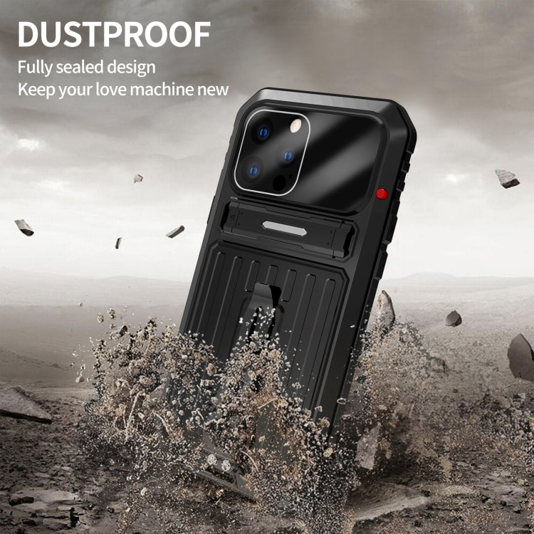 For iPhone 13 Pro Armor Shockproof Splash-proof Dust-proof Phone Case with Holder (Black) - iPhone 13 Pro Cases by buy2fix | Online Shopping UK | buy2fix