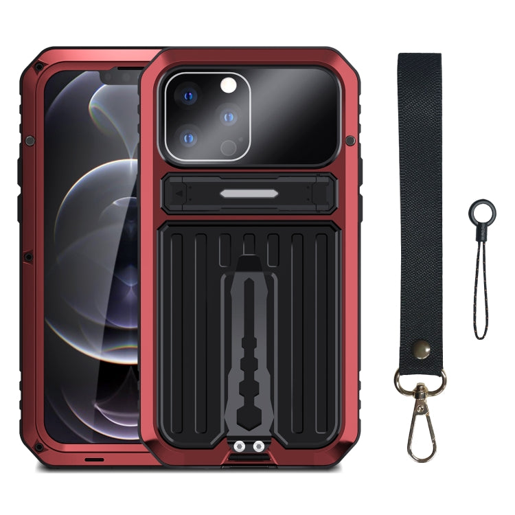 For iPhone 13 Pro Max Armor Shockproof Splash-proof Dust-proof Phone Case with Holder (Red) - iPhone 13 Pro Max Cases by buy2fix | Online Shopping UK | buy2fix