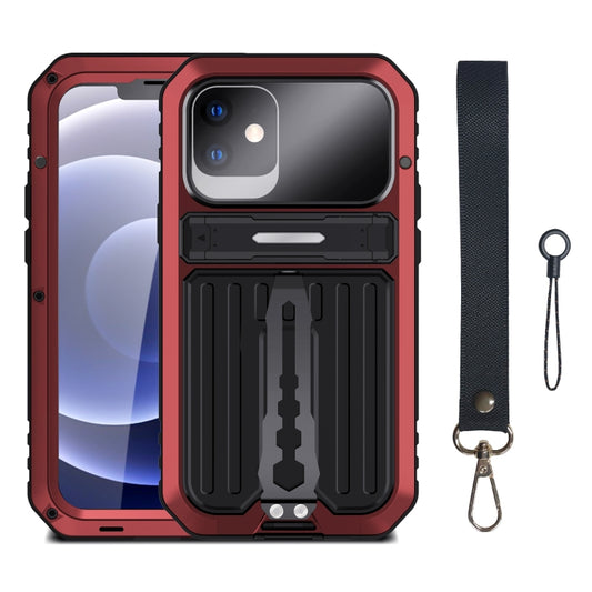 For iPhone 12 Armor Shockproof Splash-proof Dust-proof Phone Case with Holder(Red) - iPhone 12 / 12 Pro Cases by buy2fix | Online Shopping UK | buy2fix