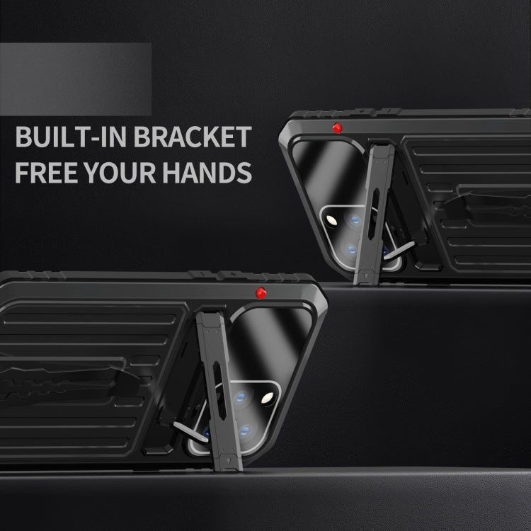 For iPhone 12 Armor Shockproof Splash-proof Dust-proof Phone Case with Holder(Black) by buy2fix