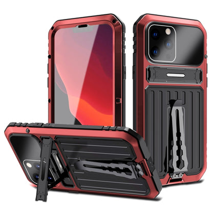For iPhone 12 Pro Armor Shockproof Splash-proof Dust-proof Phone Case with Holder(Red) - iPhone 12 / 12 Pro Cases by buy2fix | Online Shopping UK | buy2fix