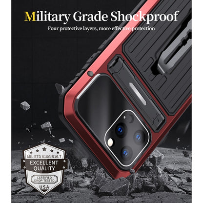 For iPhone 12 Pro Armor Shockproof Splash-proof Dust-proof Phone Case with Holder(Red) - iPhone 12 / 12 Pro Cases by buy2fix | Online Shopping UK | buy2fix