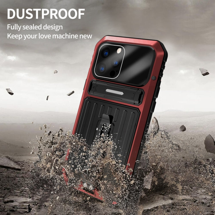 For iPhone 12 Pro Armor Shockproof Splash-proof Dust-proof Phone Case with Holder(Red) - iPhone 12 / 12 Pro Cases by buy2fix | Online Shopping UK | buy2fix