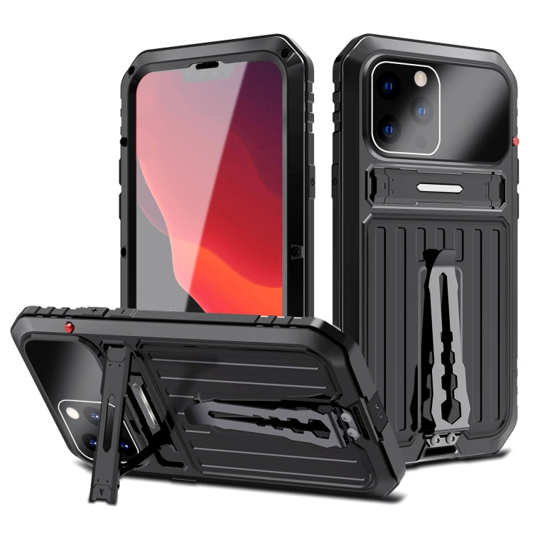 For iPhone 12 Pro Armor Shockproof Splash-proof Dust-proof Phone Case with Holder(Black) by buy2fix
