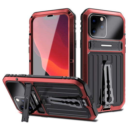 For iPhone 12 Pro Max Armor Shockproof Splash-proof Dust-proof Phone Case with Holder(Red) - iPhone 12 Pro Max Cases by buy2fix | Online Shopping UK | buy2fix