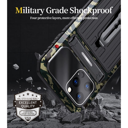 For iPhone 12 Pro Max Armor Shockproof Splash-proof Dust-proof Phone Case with Holder(Camouflage) - iPhone 12 Pro Max Cases by buy2fix | Online Shopping UK | buy2fix