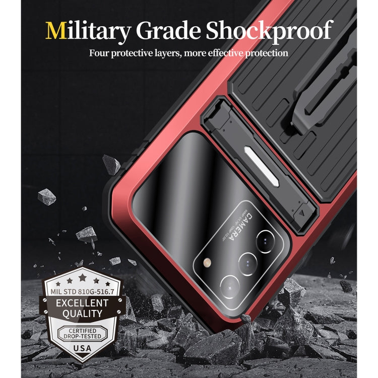 For Samsung Galaxy S21 5G Armor Shockproof Splash-proof Dust-proof Phone Case with Holder(Red) - Galaxy S21 5G Cases by buy2fix | Online Shopping UK | buy2fix