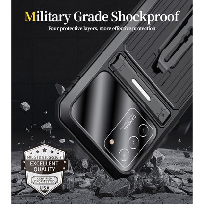 For Samsung Galaxy S21 5G Armor Shockproof Splash-proof Dust-proof Phone Case with Holder(Black) - Galaxy S21 5G Cases by buy2fix | Online Shopping UK | buy2fix