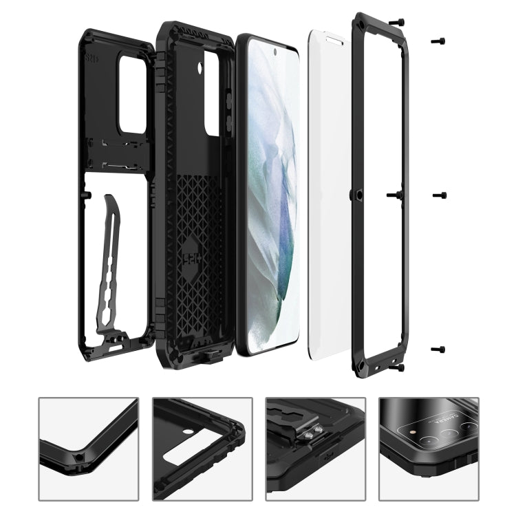For Samsung Galaxy S21+ 5G Armor Shockproof Splash-proof Dust-proof Phone Case with Holder(Black) - Galaxy S21+ 5G Cases by buy2fix | Online Shopping UK | buy2fix