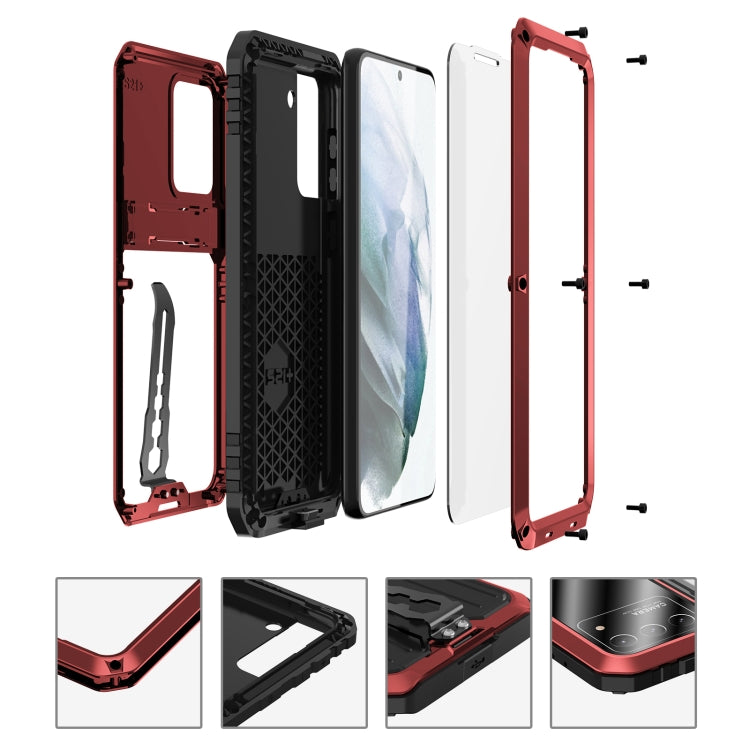 For Samsung Galaxy S21 Ultra 5G Armor Shockproof Splash-proof Dust-proof Phone Case with Holder(Red) - Galaxy S21 Ultra 5G Cases by buy2fix | Online Shopping UK | buy2fix