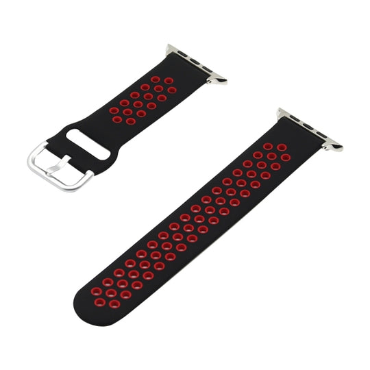 Silicone Strap Watch Band For Apple Watch Ultra 49mm&Watch Ultra 2 49mm / Series 9&8&7 45mm / SE 3&SE 2&6&SE&5&4 44mm / 3&2&1 42mm(Black Red)