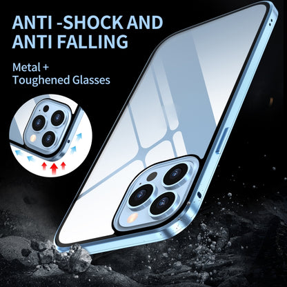 For iPhone 13 Pro HD Magnetic Metal Frame Double-sided Tempered Glass Phone Case (Silver) - iPhone 13 Pro Cases by buy2fix | Online Shopping UK | buy2fix