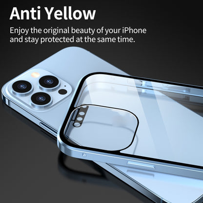 For iPhone 13 Pro HD Magnetic Metal Frame Double-sided Tempered Glass Phone Case (Silver) - iPhone 13 Pro Cases by buy2fix | Online Shopping UK | buy2fix