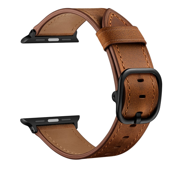 Leather Watch Band For Apple Watch Series 9&8&7 41mm / SE 3&SE 2&6&SE&5&4 40mm / 3&2&1 38mm(Red Brown)