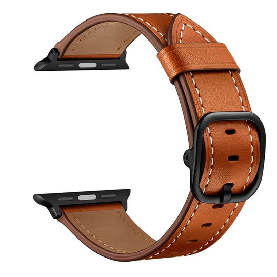Leather Watch Band For Apple Watch Series 9&8&7 41mm / SE 3&SE 2&6&SE&5&4 40mm / 3&2&1 38mm(Brown)