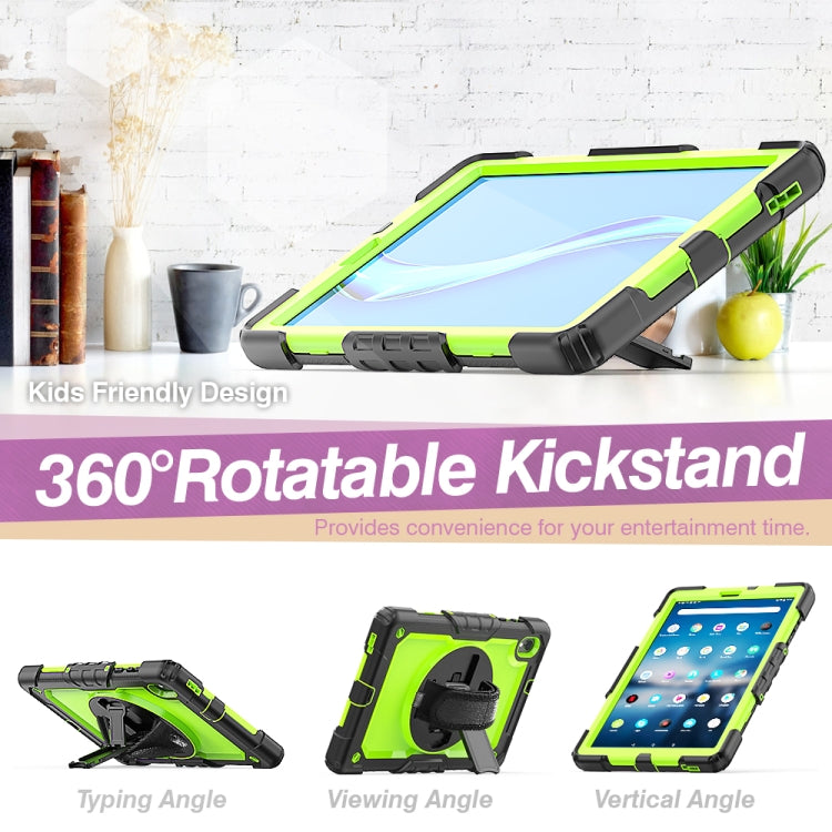For Lenovo Tab M10 HD TB-X306X Shockproof Colorful Silicone + PC Protective Tablet Case with Holder & Shoulder Strap & Hand Strap(Black Yellow Green) - Lenovo by buy2fix | Online Shopping UK | buy2fix