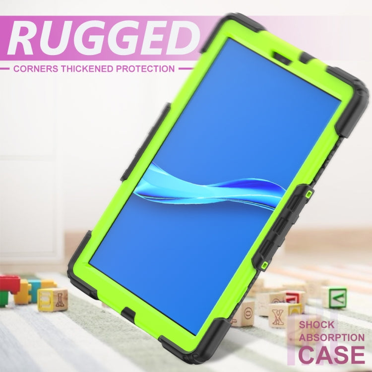 For Lenovo Tab M10 HD TB-X306X Shockproof Colorful Silicone + PC Protective Tablet Case with Holder & Shoulder Strap & Hand Strap(Black Yellow Green) - Lenovo by buy2fix | Online Shopping UK | buy2fix