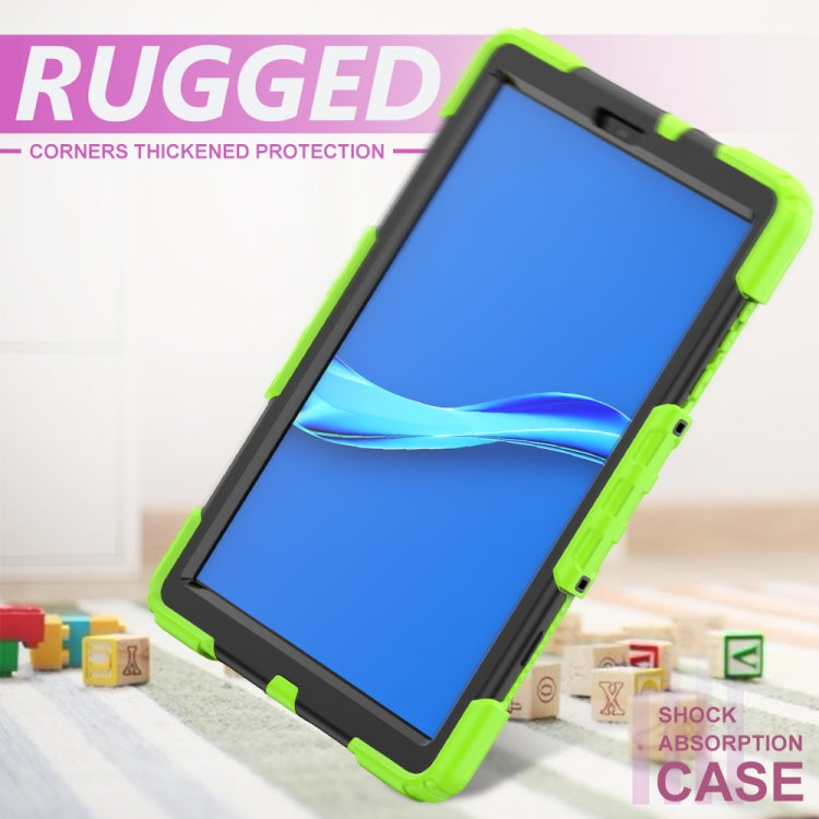 For Lenovo Tab M10 HD TB-X306X Shockproof Colorful Silicone + PC Protective Tablet Case with Holder & Shoulder Strap & Hand Strap(Yellow Green) - Lenovo by buy2fix | Online Shopping UK | buy2fix