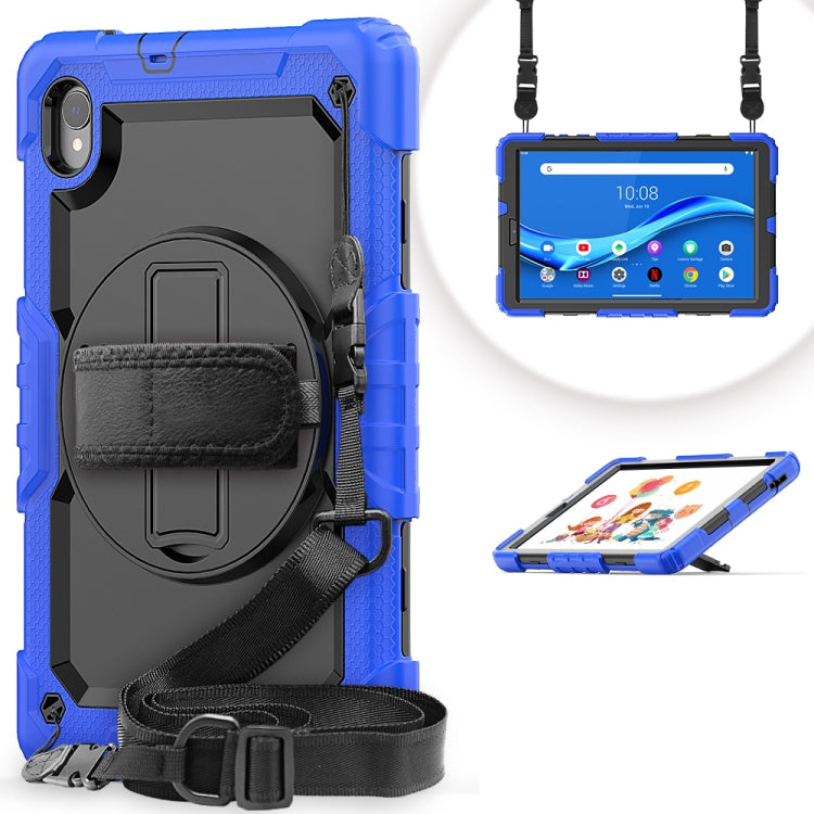 For Lenovo Tab M10 HD TB-X306X Shockproof Colorful Silicone + PC Protective Tablet Case with Holder & Shoulder Strap & Hand Strap(Blue) - Lenovo by buy2fix | Online Shopping UK | buy2fix