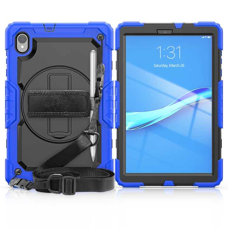 For Lenovo Tab M10 HD TB-X306X Shockproof Colorful Silicone + PC Protective Tablet Case with Holder & Shoulder Strap & Hand Strap(Blue) - Lenovo by buy2fix | Online Shopping UK | buy2fix