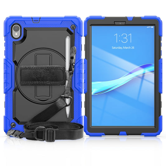 For Lenovo Tab M10 HD TB-X306X Shockproof Colorful Silicone + PC Protective Tablet Case with Holder & Shoulder Strap & Hand Strap(Blue) - Lenovo by buy2fix | Online Shopping UK | buy2fix