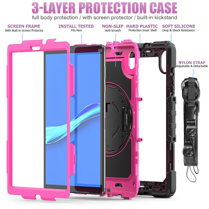 For Lenovo Tab M10 HD TB-X306X Shockproof Colorful Silicone + PC Protective Tablet Case with Holder & Shoulder Strap & Hand Strap(Rose Red) - Lenovo by buy2fix | Online Shopping UK | buy2fix