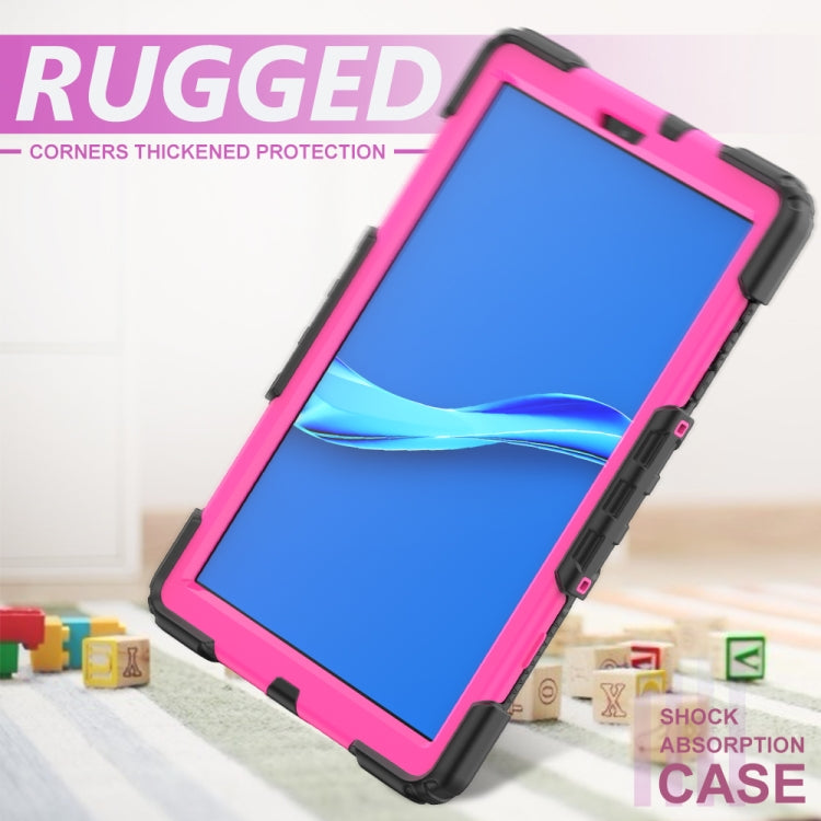 For Lenovo Tab M10 HD TB-X306X Shockproof Colorful Silicone + PC Protective Tablet Case with Holder & Shoulder Strap & Hand Strap(Rose Red) - Lenovo by buy2fix | Online Shopping UK | buy2fix